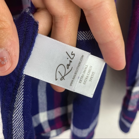 Rails Purple HUNTER NAVY ORCHID Button Up TOP XS - Picture 4 of 7
